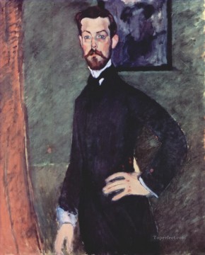  background Works - portrait of paul alexander on green background 1909 Amedeo Modigliani